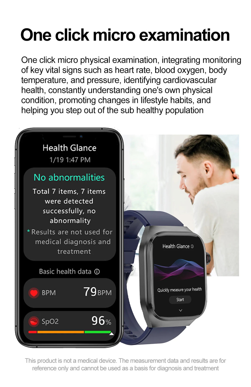 2025New Micro examen físico reloj inteligente para hombres ácido úrico grasa corporal cinco órganos salud relojes Bluetooth llamada SmartBracelet