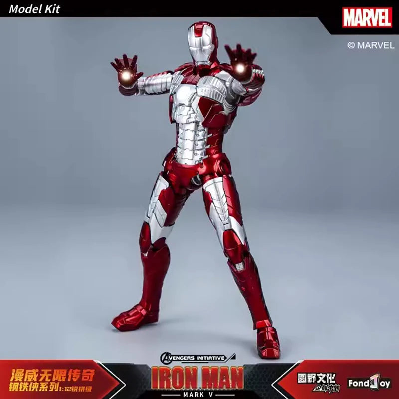 Figura de Anime de Iron Man MK5 de Marvel, Kit de Modelo a Escala 1/12, Serie Infinity Saga, Ironman Mark 5, Ensamblaje ABS, Articulaciones Móviles, Regalos y Juguetes