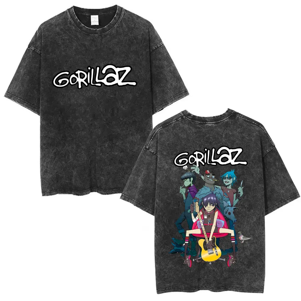 Camiseta Vintage Gorillaz, Punk Hip Hop Oversize, Unisex