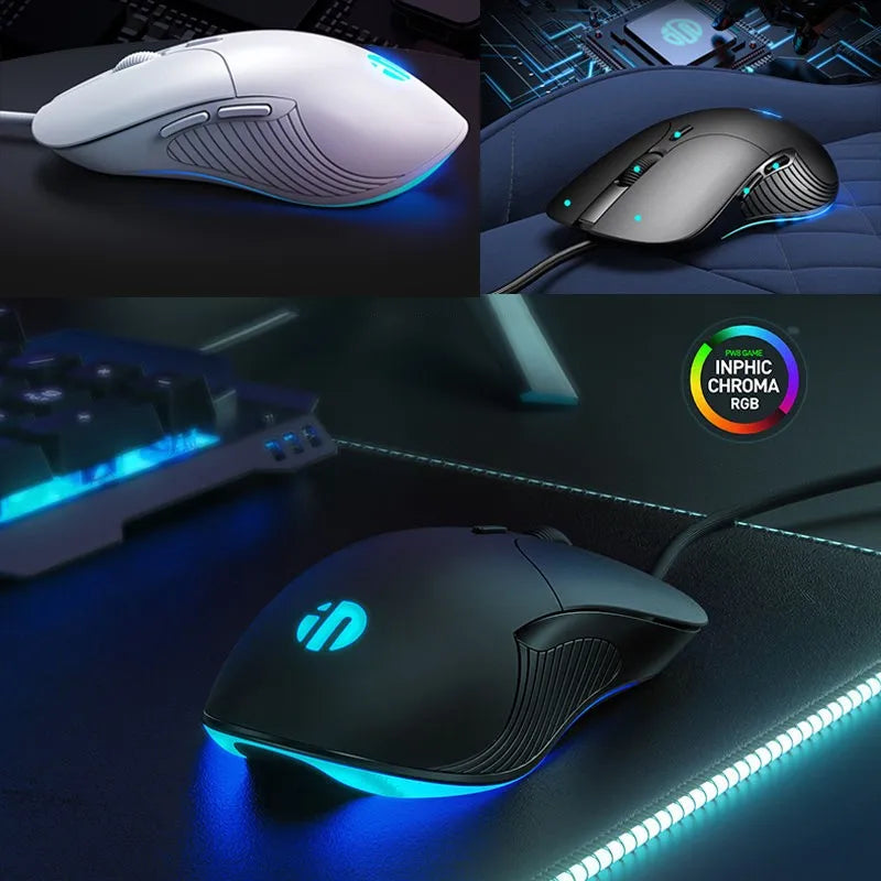 INPHIC-ratón con cable USB B2, Mouse silencioso para juegos de oficina, PC y portátiles