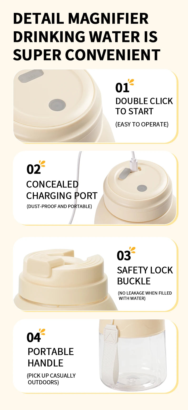 Licuadora Portátil Recargable USB 800ml Multifunción