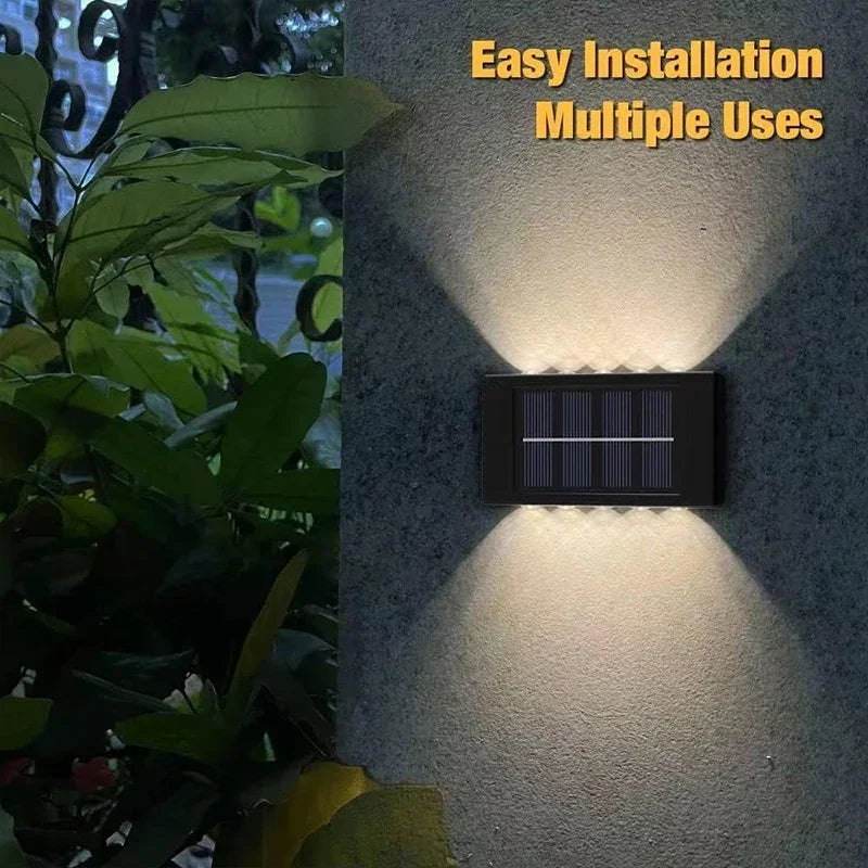 Lámpara Solar de pared para exteriores, luces solares impermeables con lente convexa hacia arriba y hacia abajo, iluminación para jardín, calle, paisaje, balcón, exterior, Dec