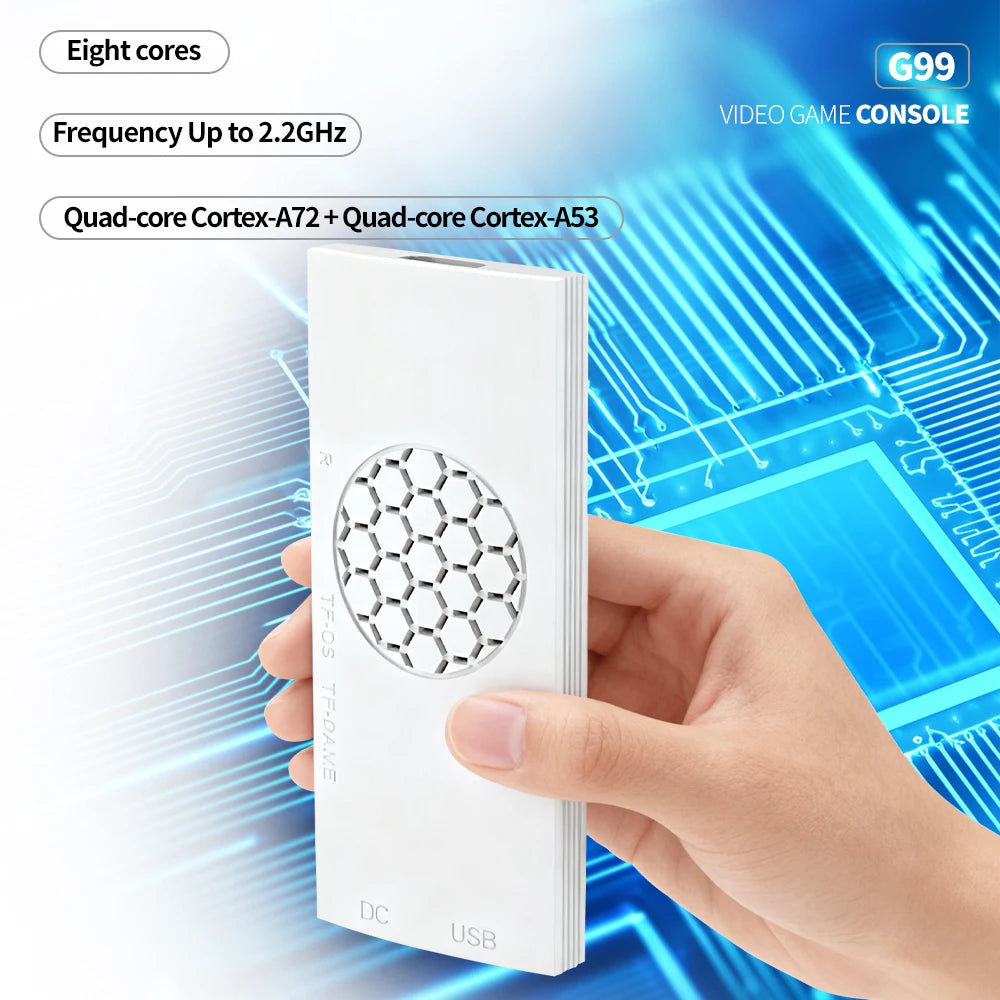Consola de juegos con procesador de 8 núcleos G99 para P1/P2/FC (más de 35 emuladores) con pantalla HD 4K, frecuencia de 2,2 GHz y soporte multilingüe