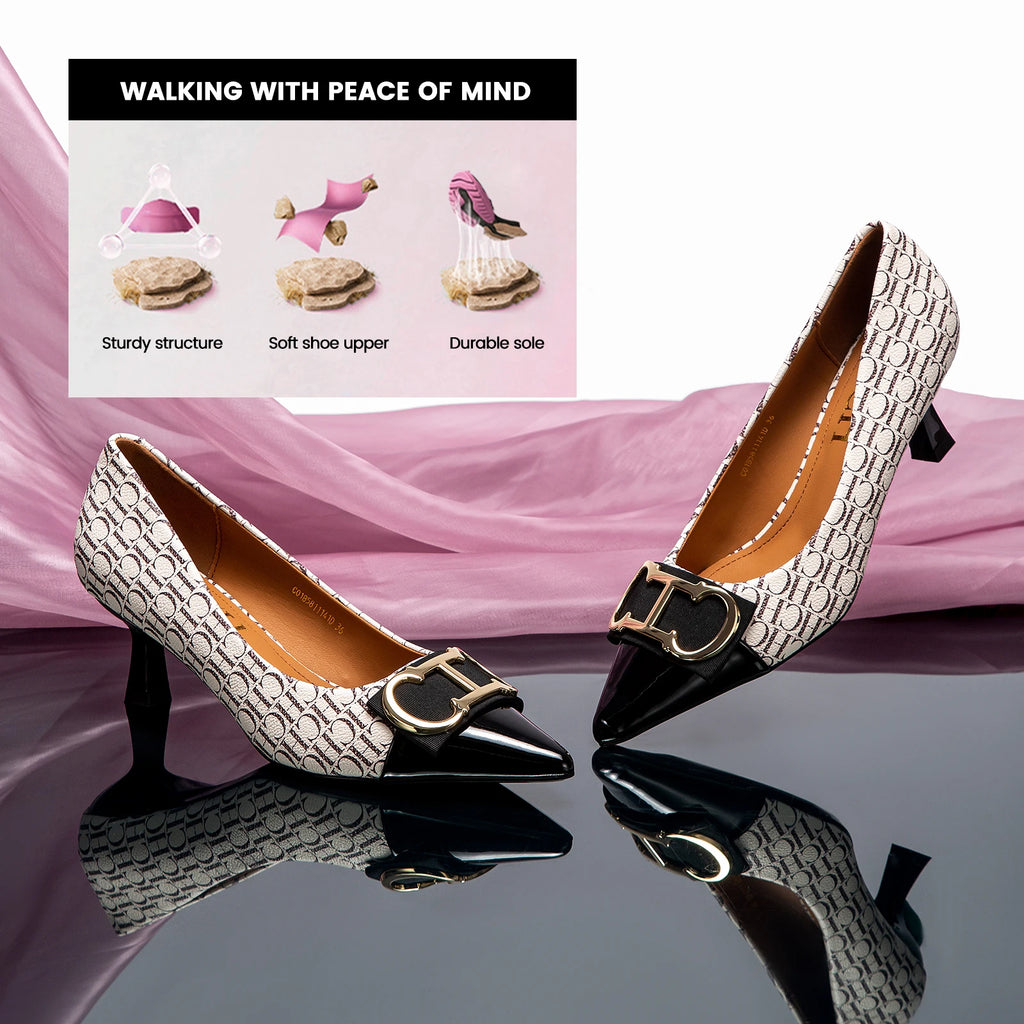 Zapatos de Tacón Clásicos con Estampado para Mujer — Punta Fina