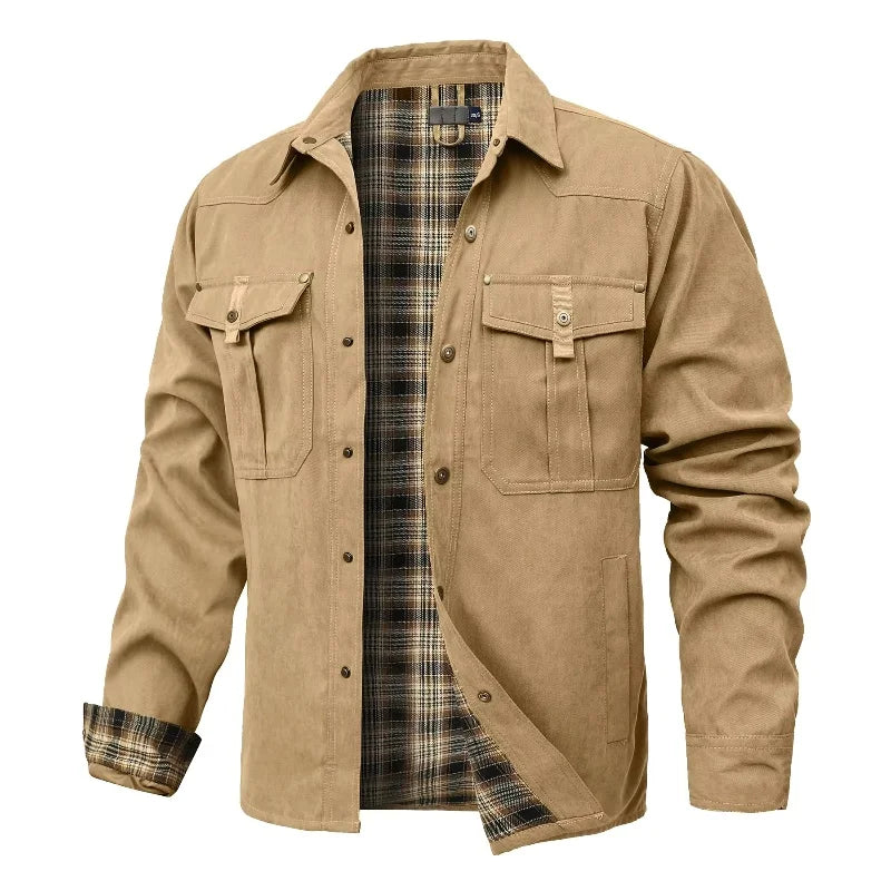 Chaquetas para hombre, camisa forrada de franela de primavera, abrigo, sudadera informal con botones a presión, estilo vaquero occidental, Top de alta calidad, talla estadounidense