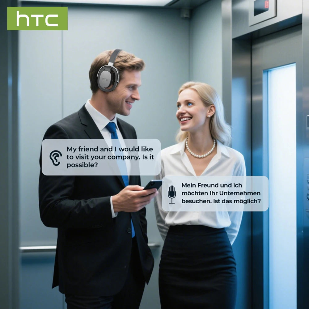 HTC HP07 Auriculares supraaurales Auriculares de traducción de 134 idiomas Auriculares de traducción facial a cara Batería de larga duración