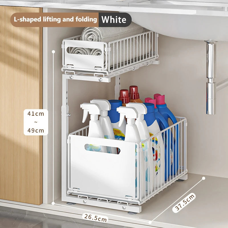 Organizador de gabinete extraíble de 2 niveles para cocina
