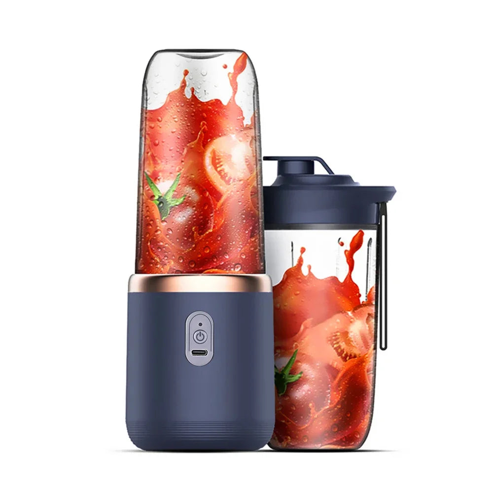 Exprimidor Portátil USB con 6 Cuchillas y 2 Vasos para Viaje