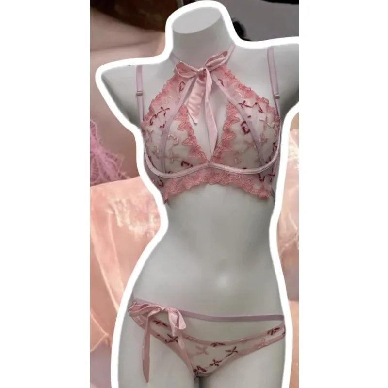 Conjunto de Bralette y Bragas con Bordado Mariposa para Mujer