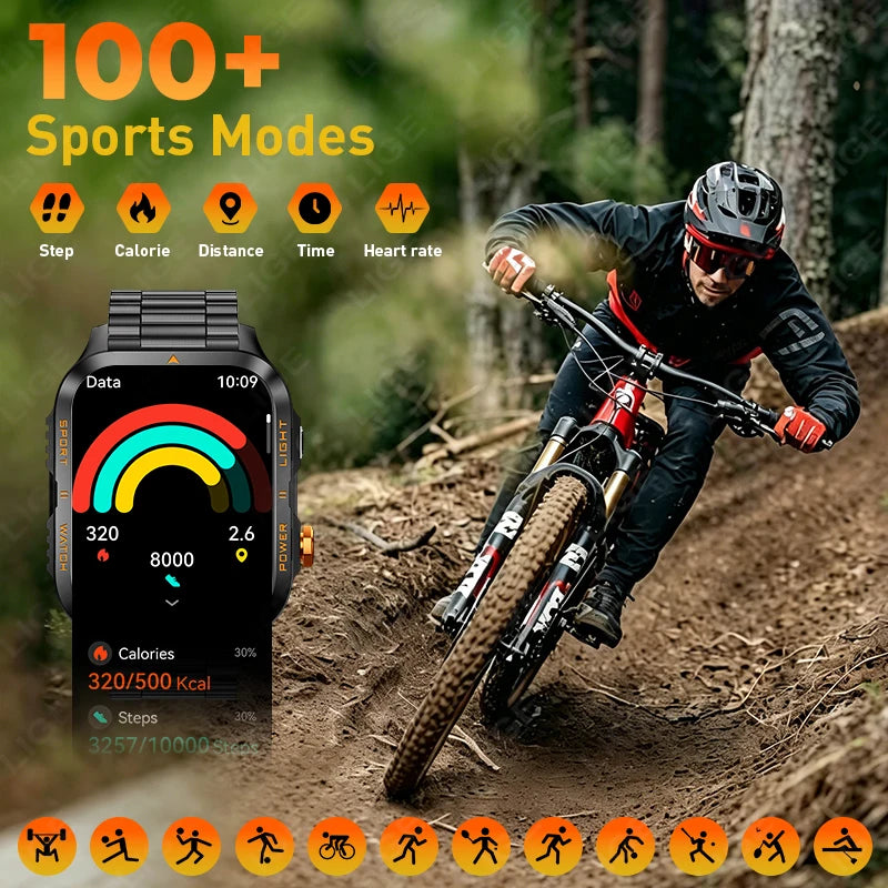 LIGE Reloj Inteligente Militar 880mAh Linterna