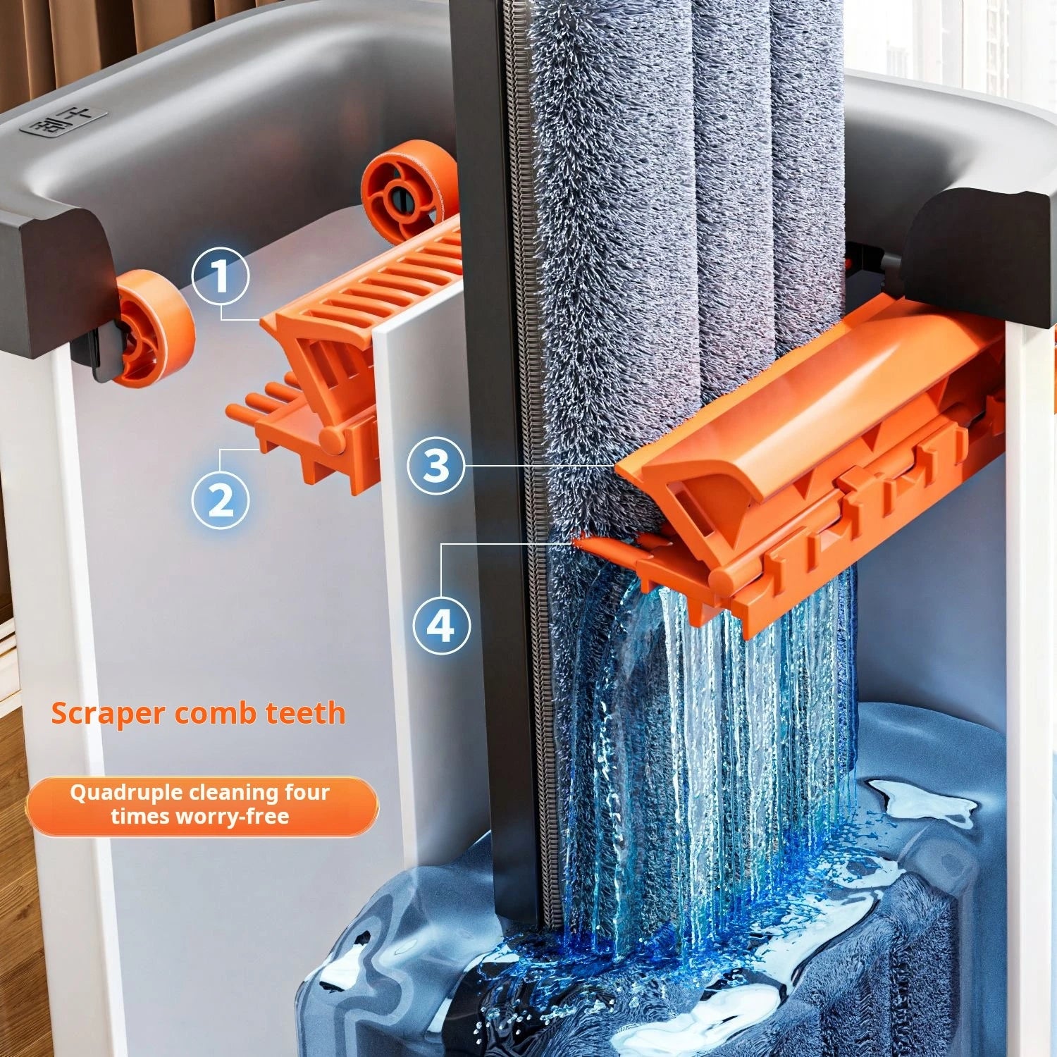 Fregona giratoria JOYBOS con cubo y cabezal de microfibra de 33 cm