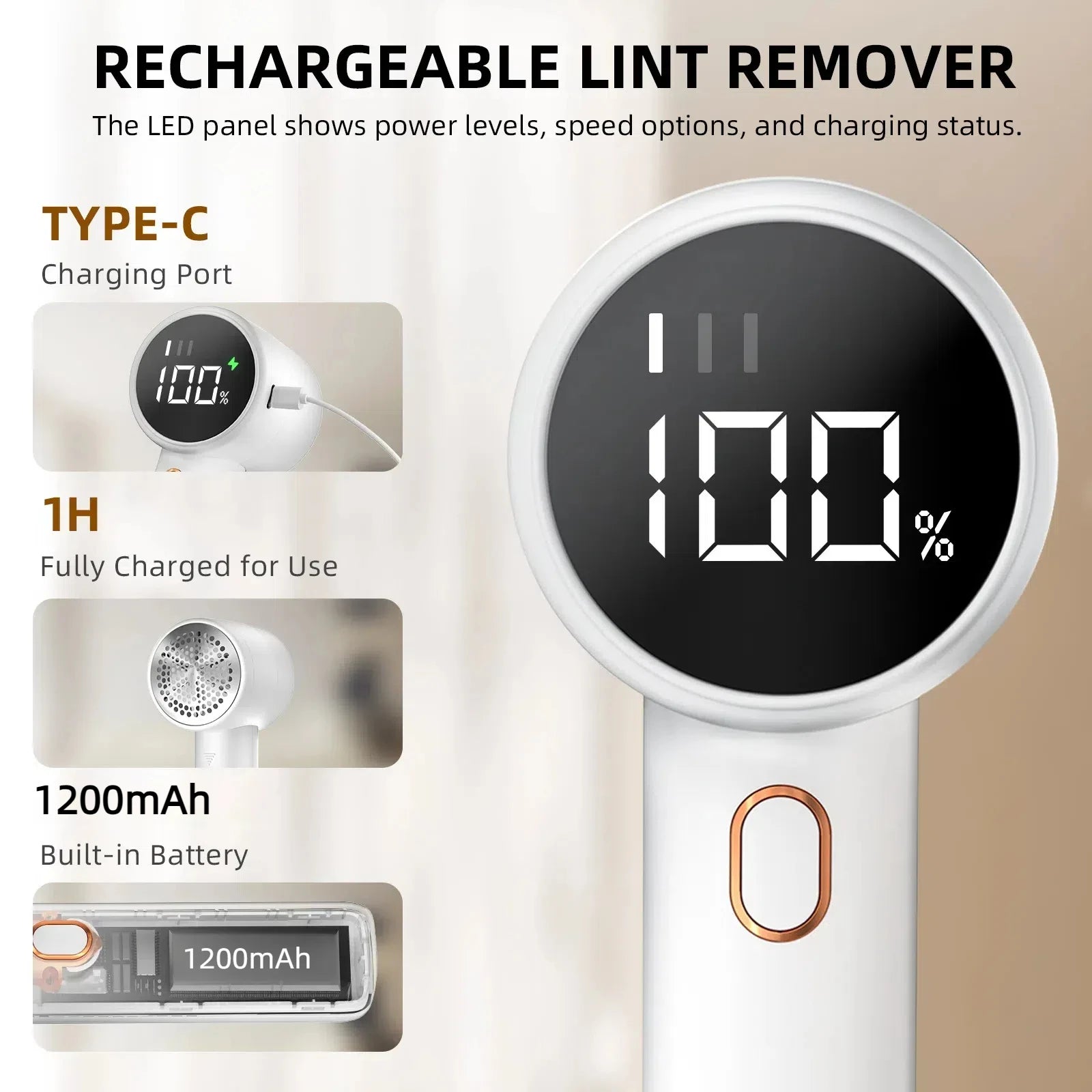Removedor de Pelusas Eléctrico Inalámbrico Digital
