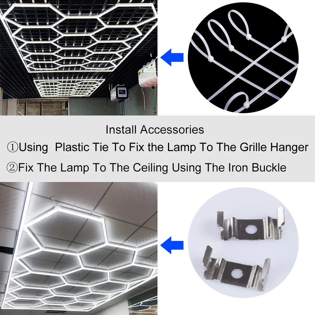 Luz LED hexagonal para garaje, 50000H, 6500K, ultrabrillante, para el hogar, gimnasio, barbería, detallado de coches, Bar, sótano, taller, iluminación de techo