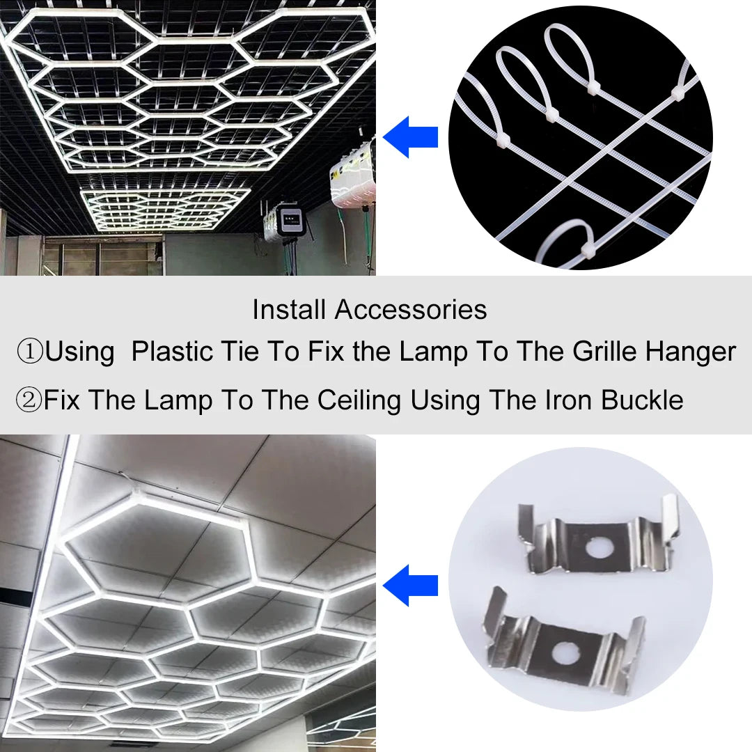 Luz LED hexagonal para garaje, 50000H, 6500K, ultrabrillante, para el hogar, gimnasio, barbería, detallado de coches, Bar, sótano, taller, iluminación de techo