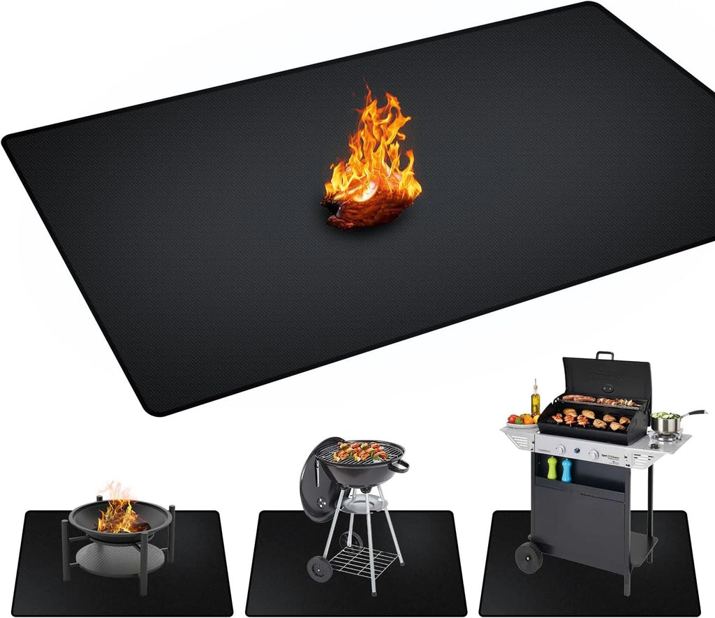 LMETJMA - Alfombrillas para parrilla, doble cara, ignífugas, protectoras para parrilla exterior, resistentes al aceite y al agua, para barbacoa, fogatas y chimeneas