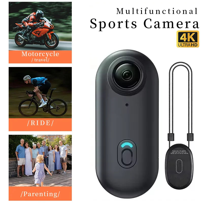 Mini cámara deportiva 4K WiFi con batería de 800mAh y grabación continua