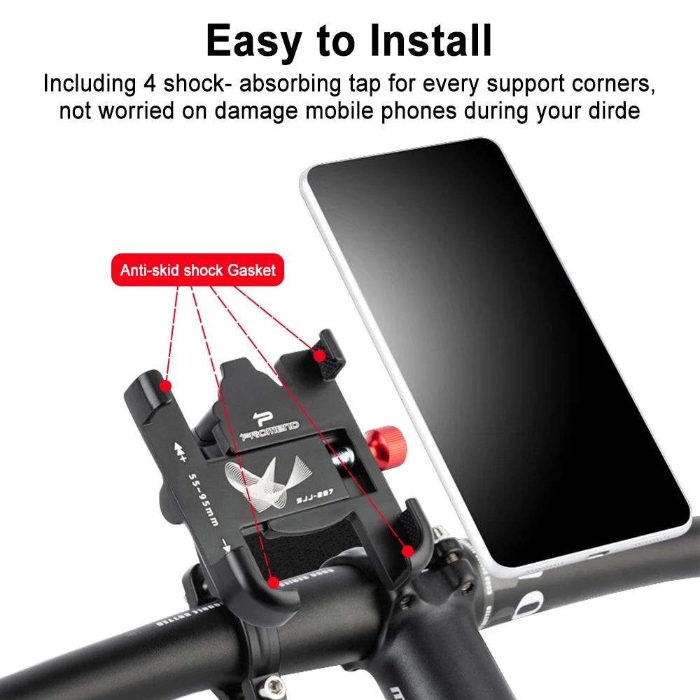 Soporte de Teléfono para Bicicleta y Moto, Aluminio, Ajustable