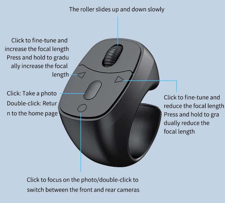 Anillo de control remoto inalámbrico para celular, disparador de dedo, controlador de teléfono móvil BT para viajes
