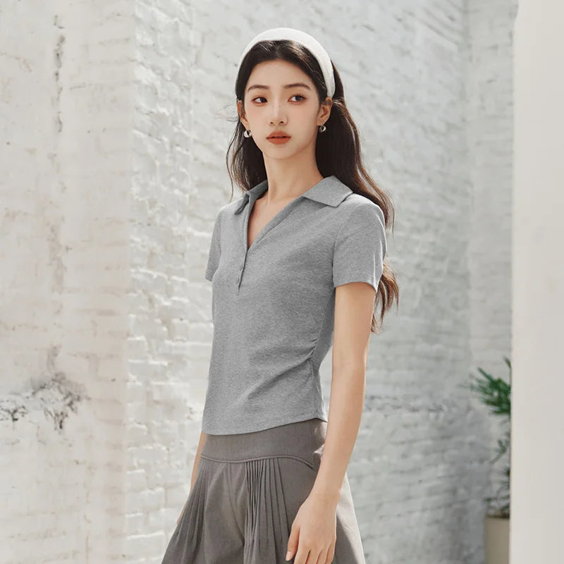 Camiseta Polo de Mujer, Corte Corto, Manga Corta