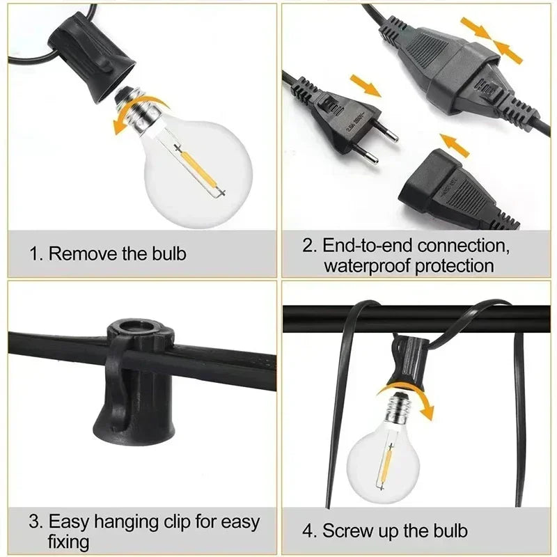 Guirnalda de Luces LED G40 para Patio y Exterior