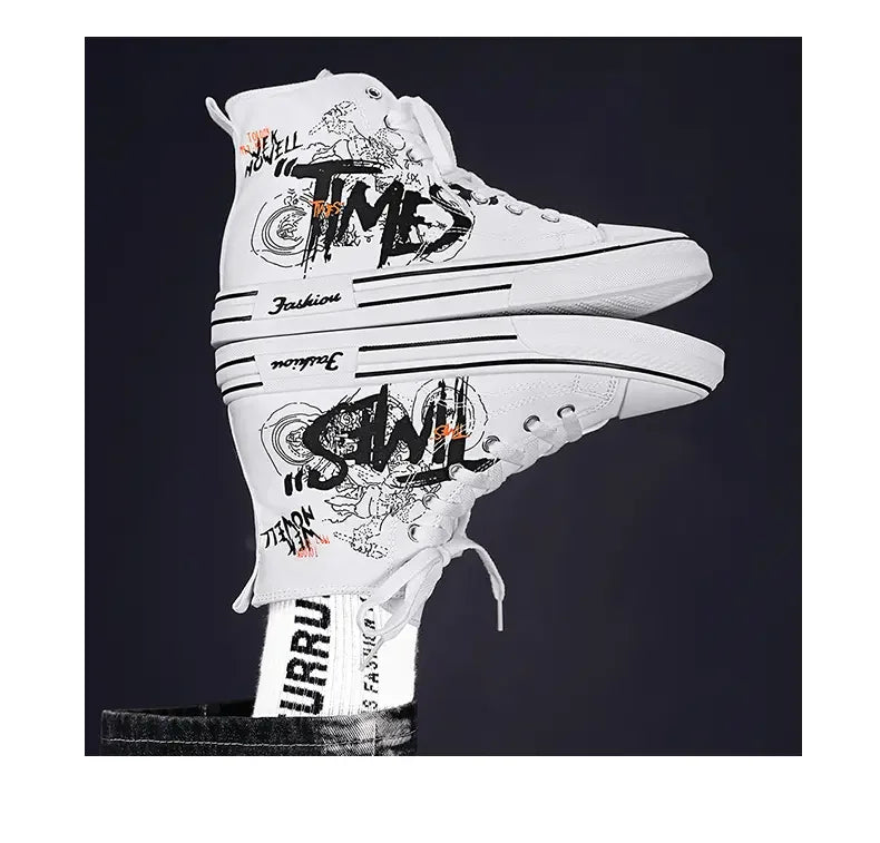 Zapatos de hombre, zapatos de lona vulcanizados, zapatillas altas, zapatos de plataforma informales transpirables, zapatillas deportivas para hombre, Tenis masculinos, zapatillas gruesas