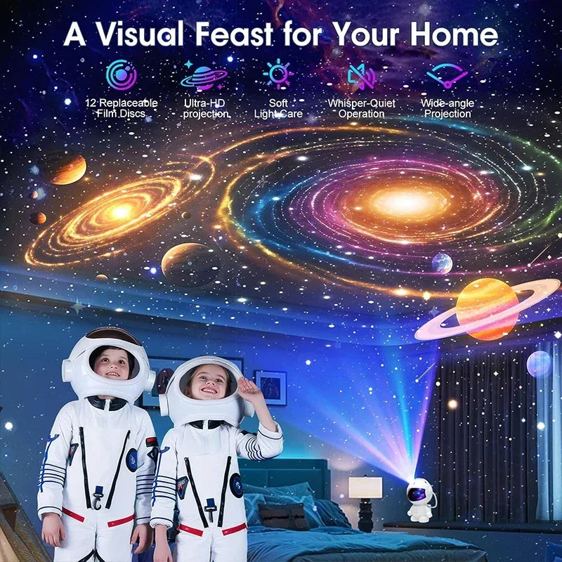 Proyector de Galaxia Astronauta con 12 Películas 360°