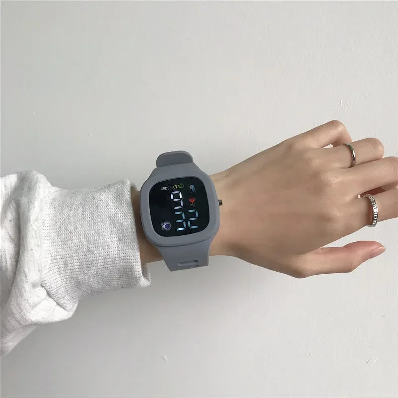 Reloj infantil con orejas de gato y pulsera, reloj digital impermeable, reloj deportivo electrónico LED para niñas, niños, estudiantes, regalo para niños