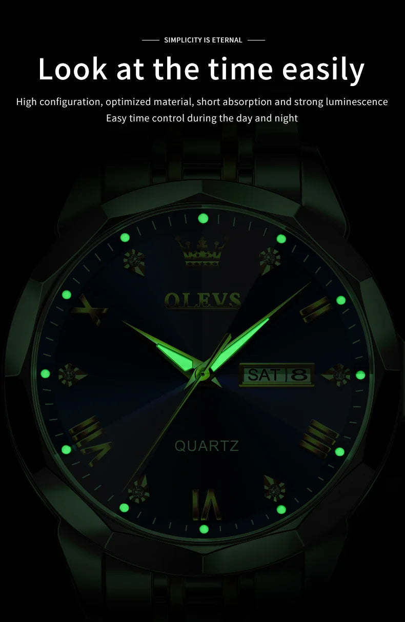 Reloj de Cuarzo OLEVS para Hombre con Acero Inox y Doble Calendario