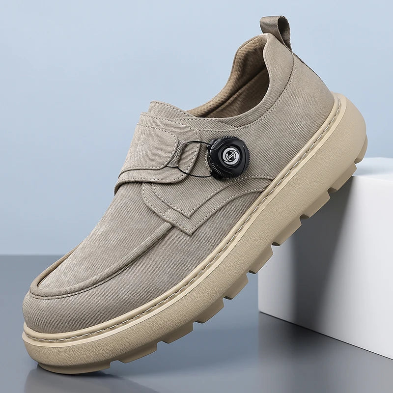 Mocasines para hombre con hebilla giratoria manos libres, transpirables y suela antideslizante
