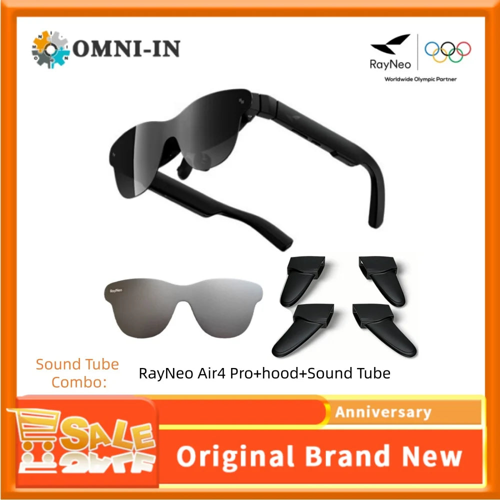 Gafas AR inteligentes RayNeo Air 4 Pro, brillo de 1200 Nits, visualización HD de 135 pulgadas, 4 parlantes, audio inmersivo, HDR10