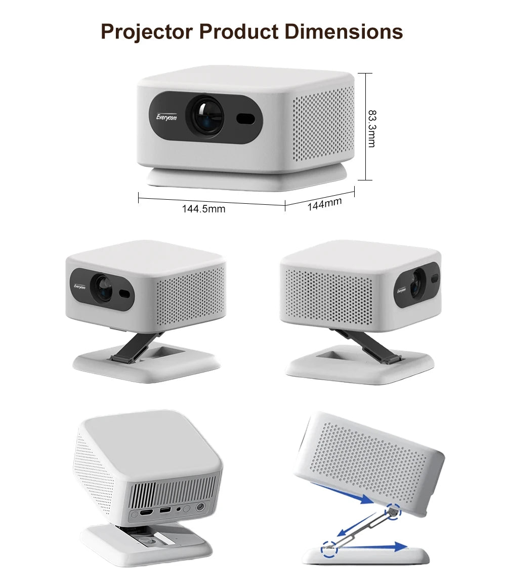 Proyector de Gafas 3D Everycom R16 Mini+Two Rojo y Azul, Versión Android, 14000 Lúmenes, Cine en Casa