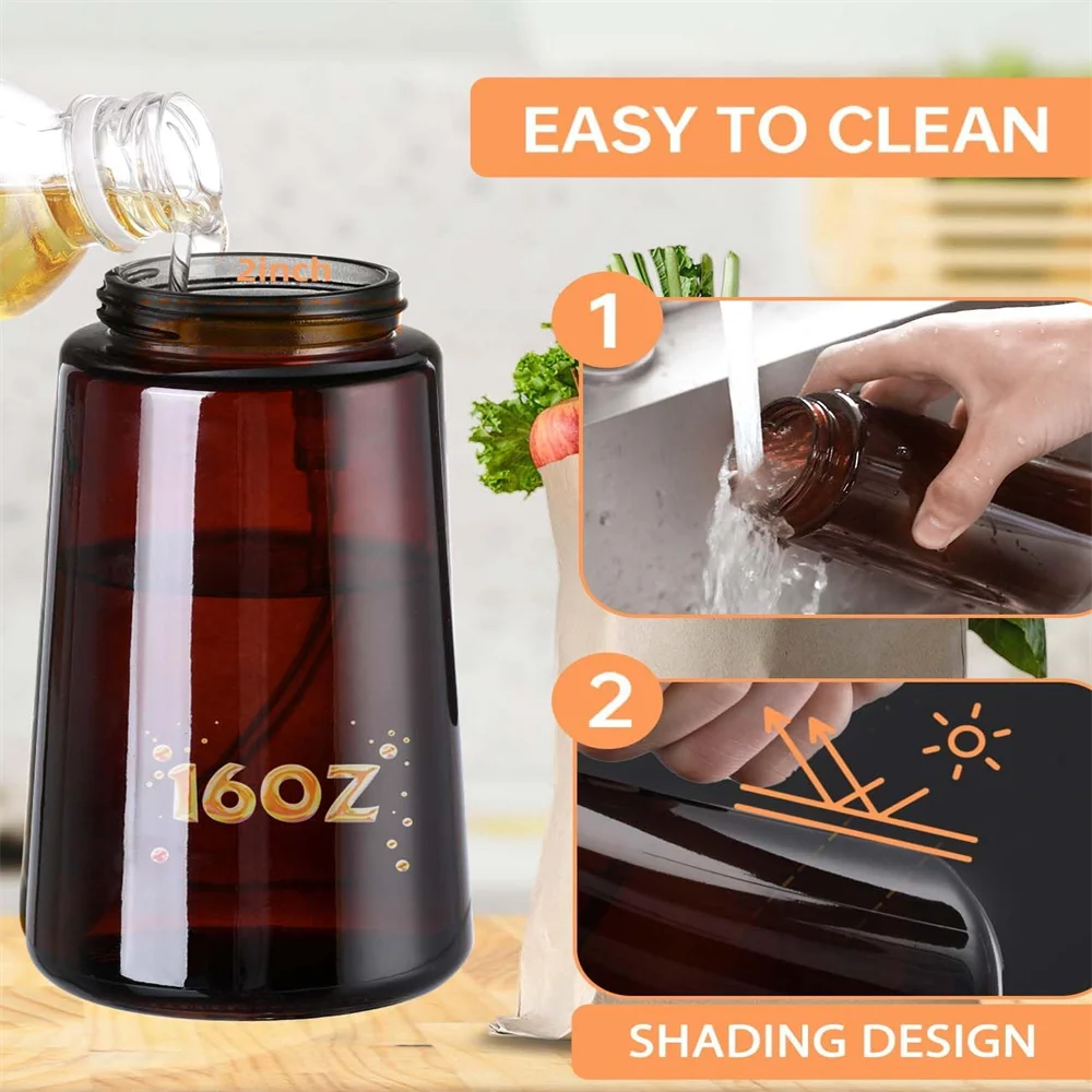 Dispensador y pulverizador de aceite de vidrio 2 en 1, botella pulverizadora de aceite de oliva a prueba de fugas de 16oz/470ml para cocinar, freidora de aire, barbacoa, hornear, ensalada