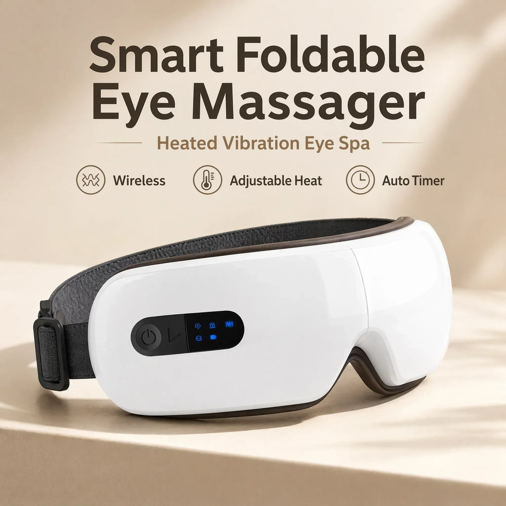 Masajeador de Ojos Inalámbrico con Compresas Calientes y Bluetooth