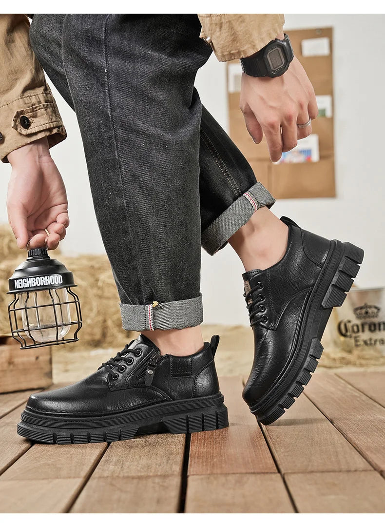 Zapatos informales para hombre, calzado cómodo para trabajo hecho a mano en las cuatro estaciones, zapatos de trabajo al aire libre, moda Joker, zapatos de marea juvenil, zapatos de cuero para fiesta de negocios