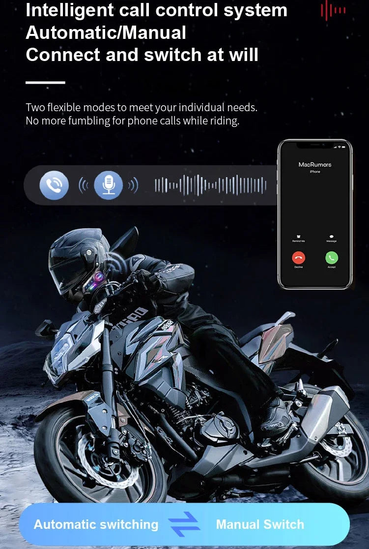 Auriculares Bluetooth para Casco de Motocicleta X3 Pro, Intercomunicador para 2 Motociclistas, 1000M, BT6.0, IPX6, Resistente al Agua, Asistente de Voz, Reducción de Ruido, Radio FM