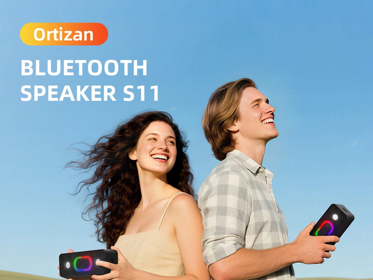 Ortizan S11 Altavoz Bluetooth portátil con luces Altavoces de computadora Bluetooth para escritorio, altavoces para juegos para PC, computadora portátil, tableta