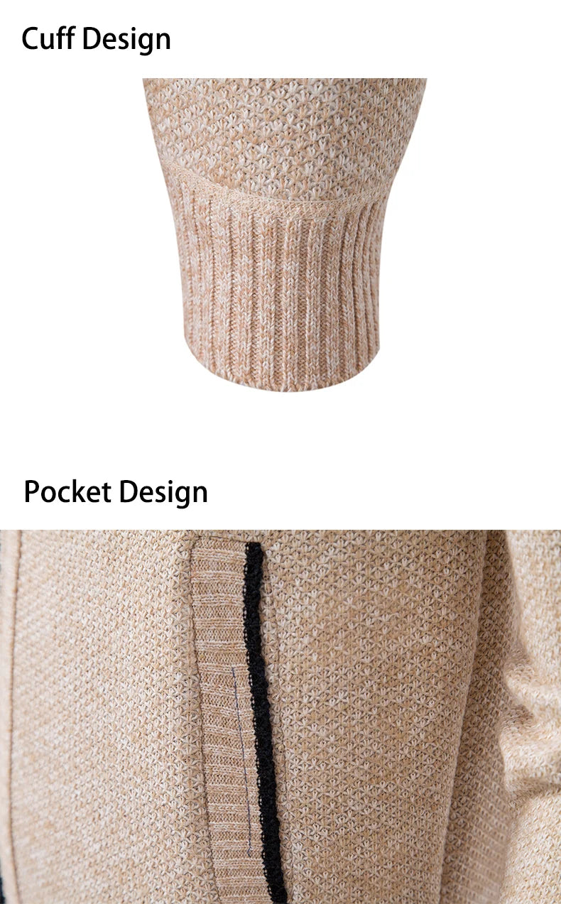 Buzo Cárdigan con Cremallera para Hombre – Cuello Alto y Forro Polar