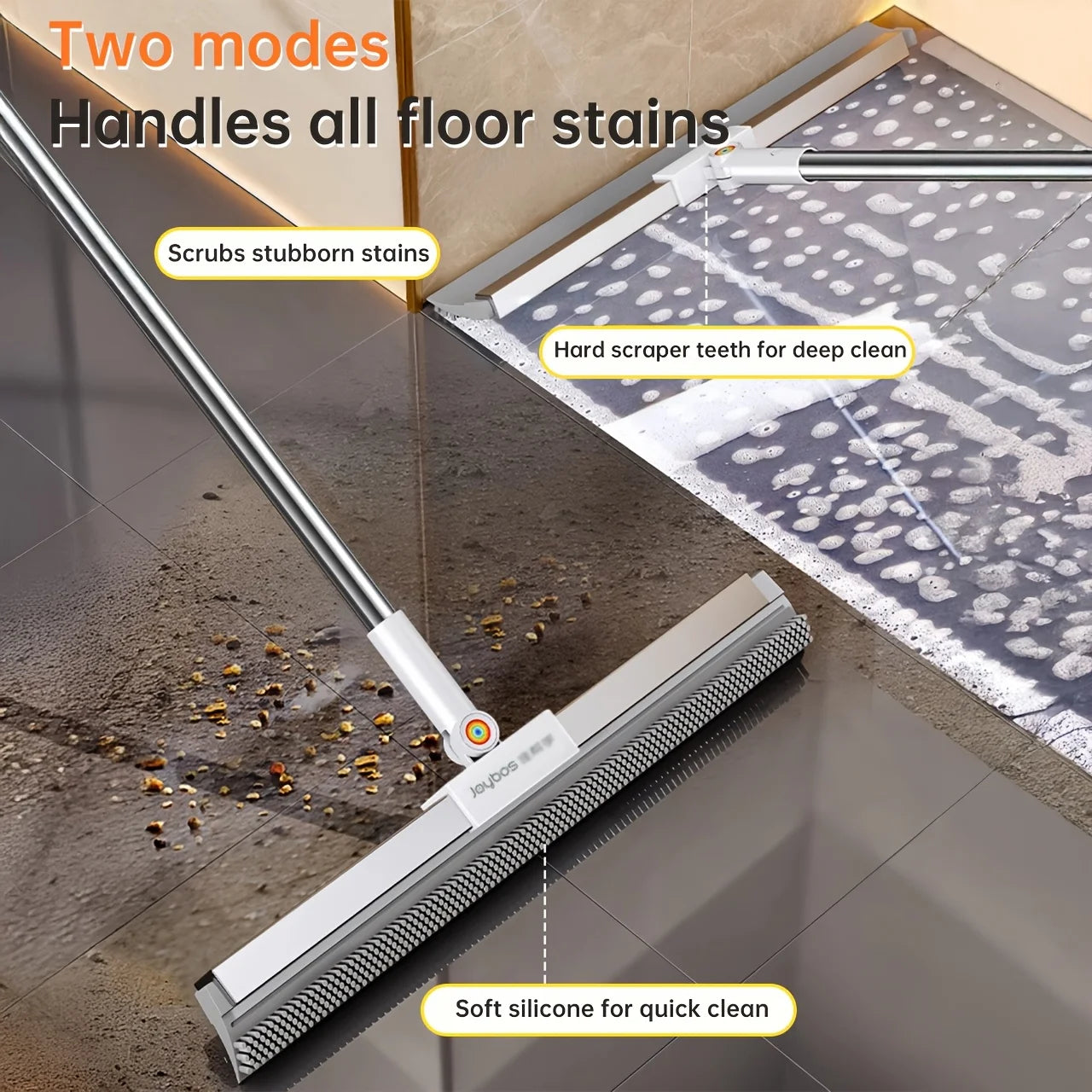 Fregona de silicona Joybos con raspador de piso 360° para hogar y baño