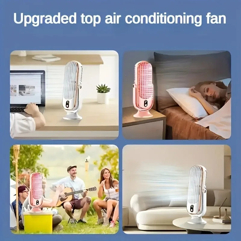 Ventilador de Aire Portátil con Motor Dual y 5 Velocidades 720°