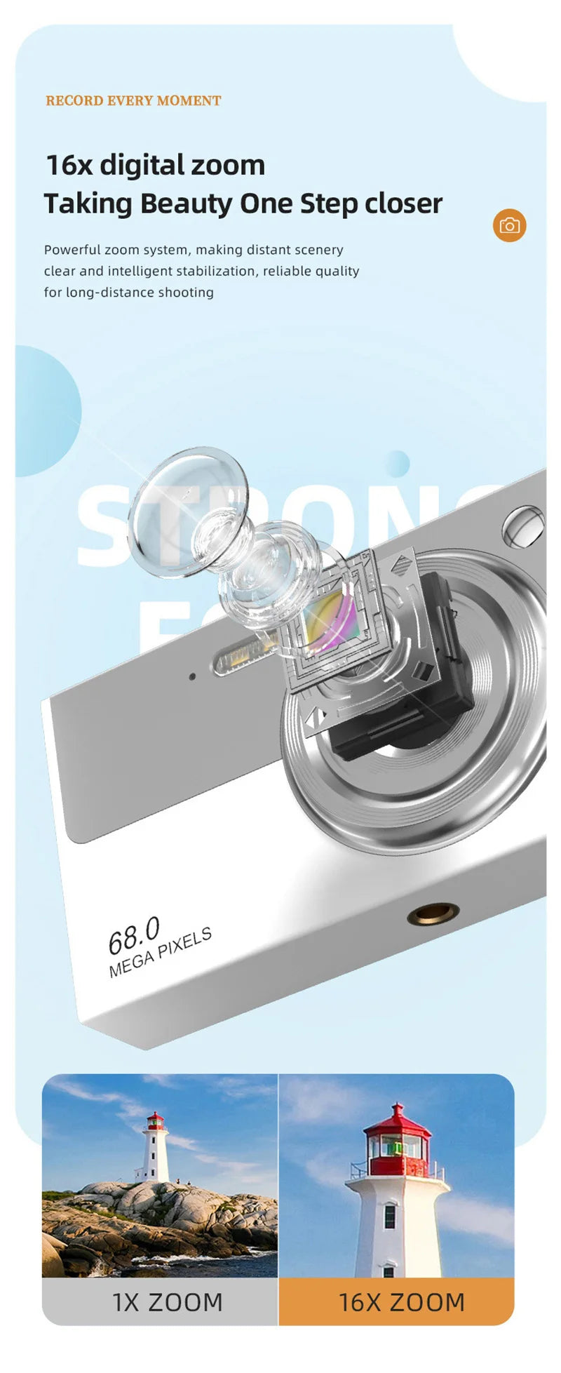 Cámara Digital Lenovo 68MP 4K WiFi Doble Lente para Selfies