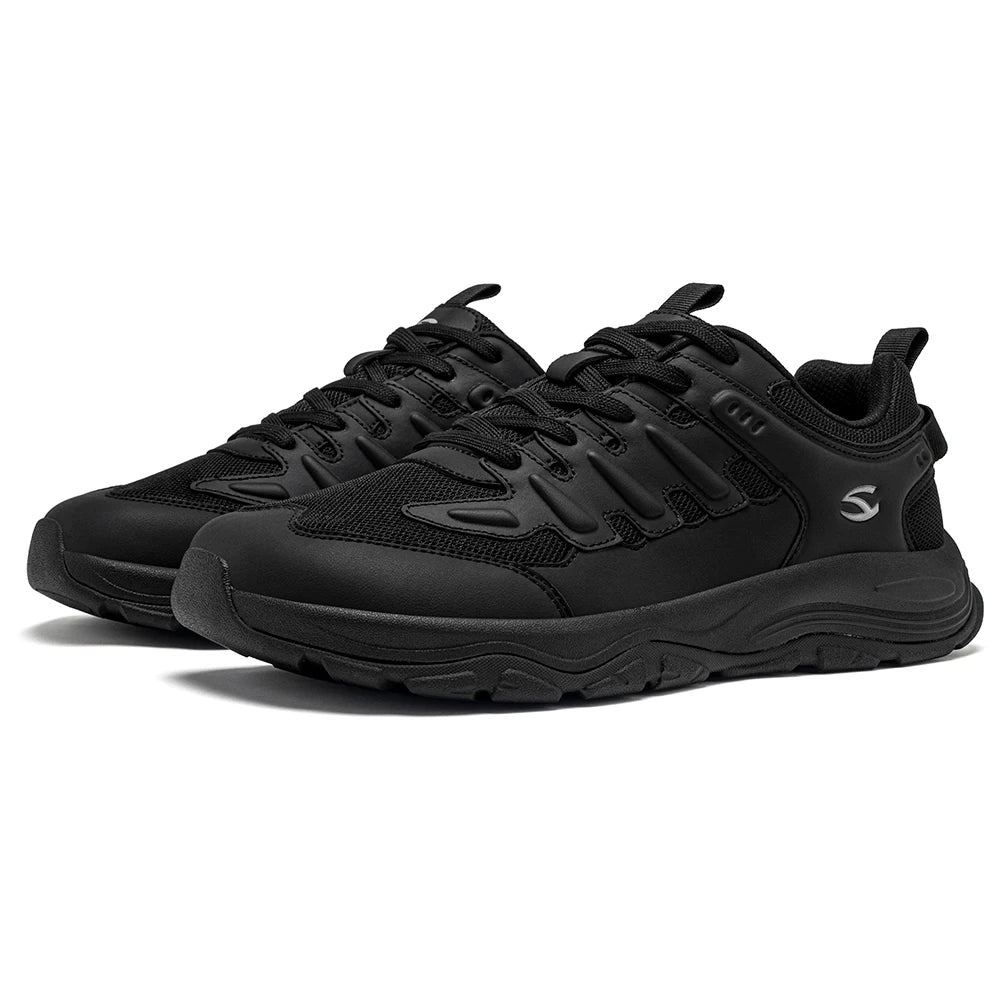 HOBIBEAR Zapatos para caminar unisex con punta ancha, zapatillas deportivas con cordones, para viajes al aire libre, de cuero artificial y malla, para correr