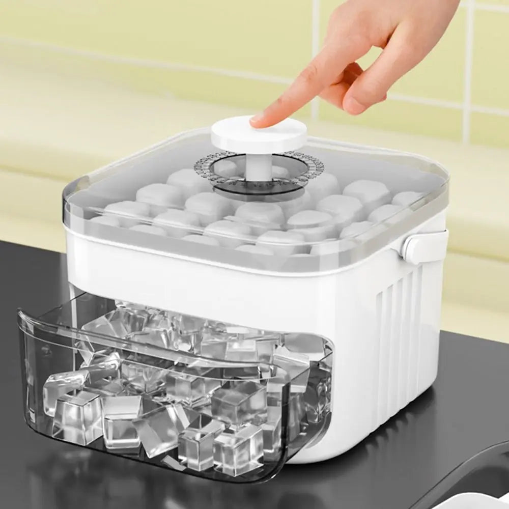 Máquina de hielo de 50 cubos con tapa de fácil prensa, máquina para hacer cubitos de hielo de doble capa, refrigerador, caja de hielo para almacenamiento de hielo para el hogar