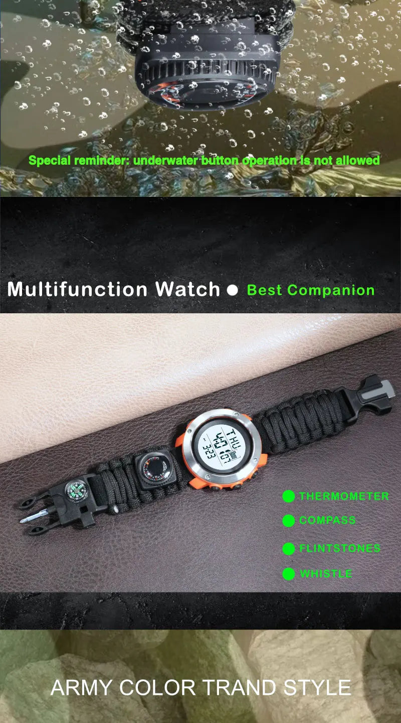 Reloj Digital Deportivo SHIYUNME con Brújula, Termómetro y LED Militar