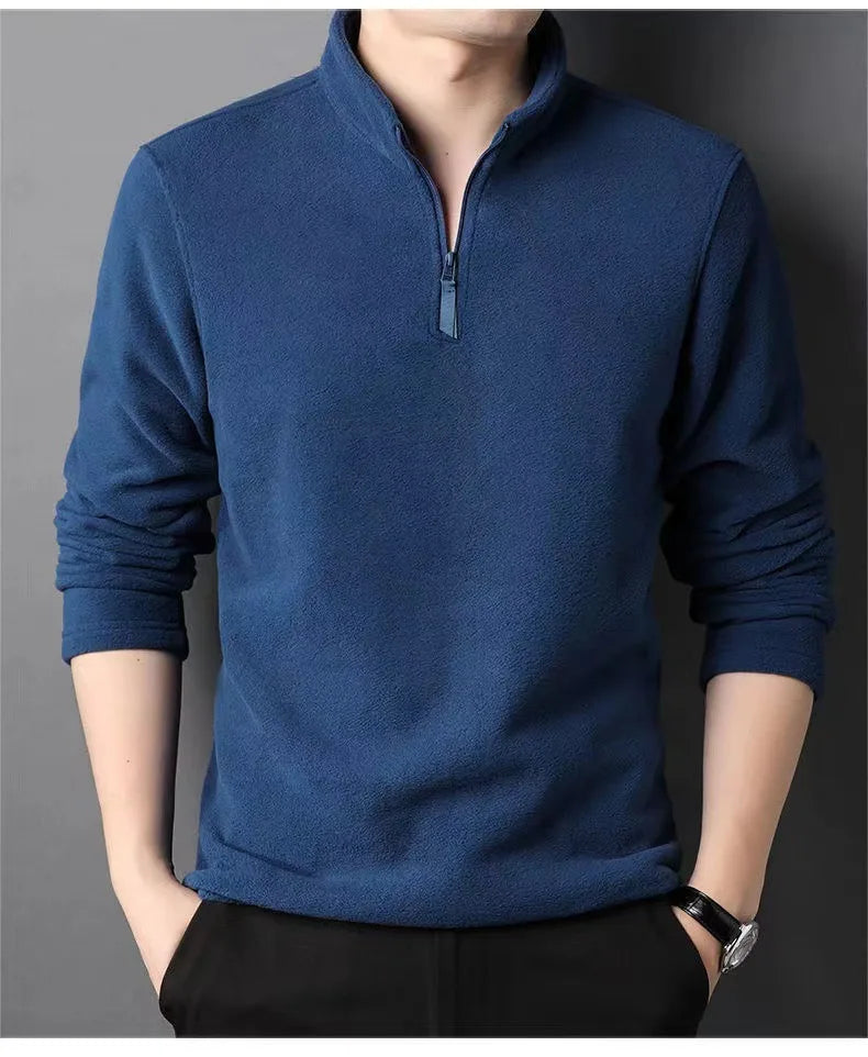 Buzo de Cuello Alto Antipilling para Hombre | Ajustado, Color Sólido