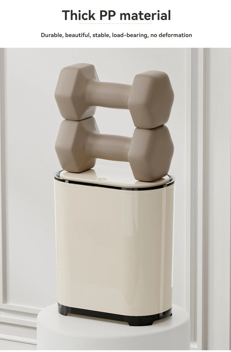 1 unidad/Contenedor de basura de lujo con tapa a presión para uso doméstico en sala de estar, dormitorio, cocina, baño, gran capacidad con tapa