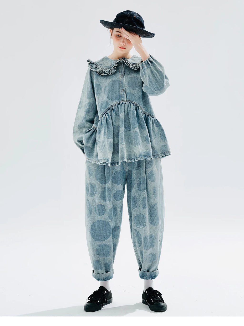 Pantalones Vaqueros de Algodón Holgados con Estampado