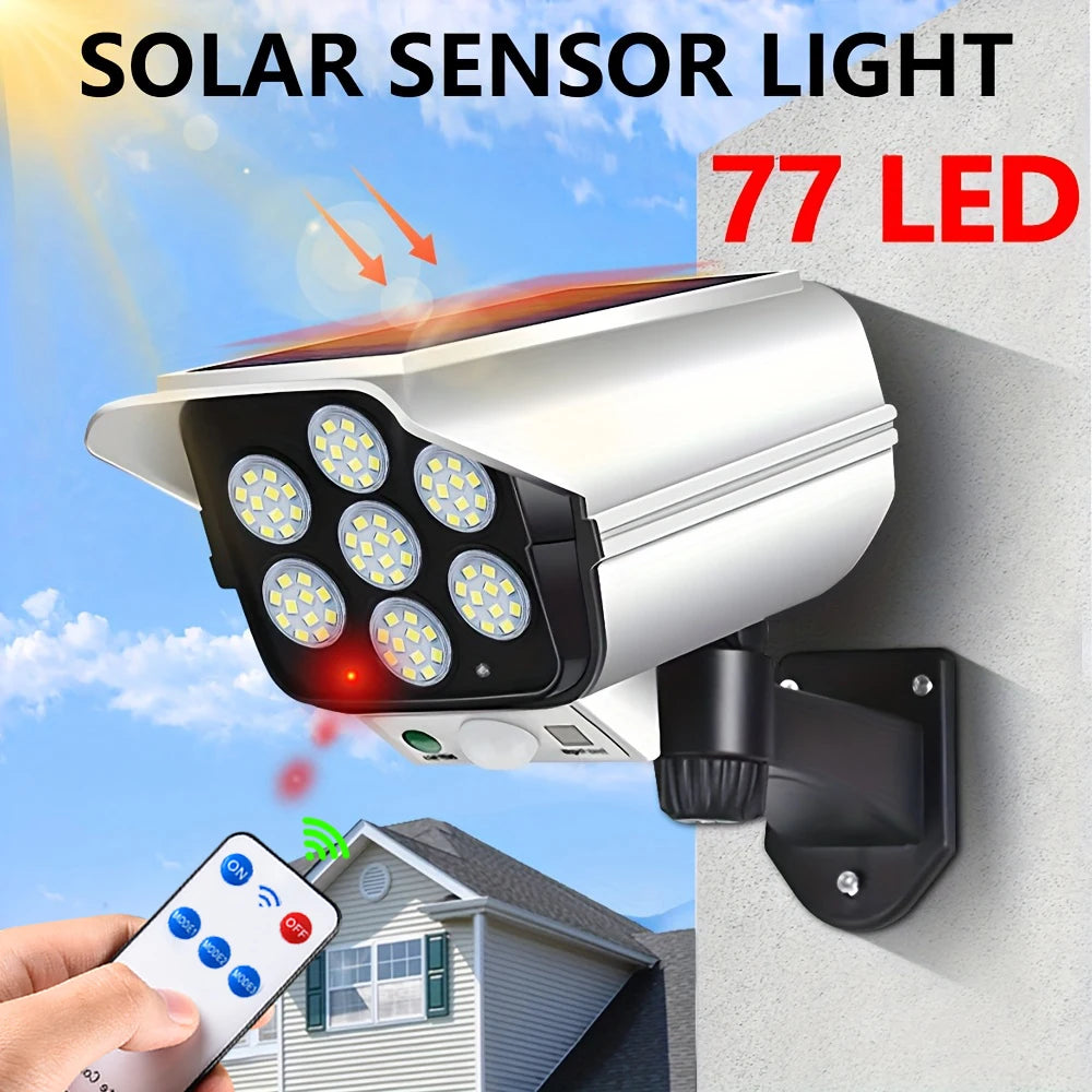 Luces Solares 77LED con Sensor de Movimiento y Control Remoto