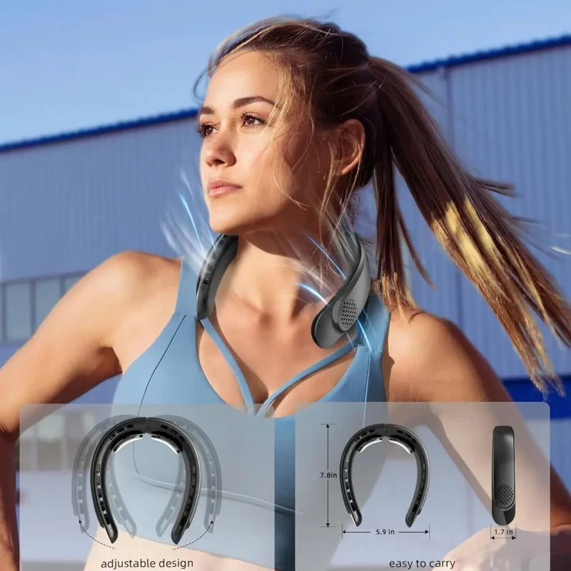 Ventilador de cuello USB de cuatro núcleos, turbina de diseño sin espalda, fácil de controlar y transportar, portátil, para exteriores, regalo de verano, novedad de 2024