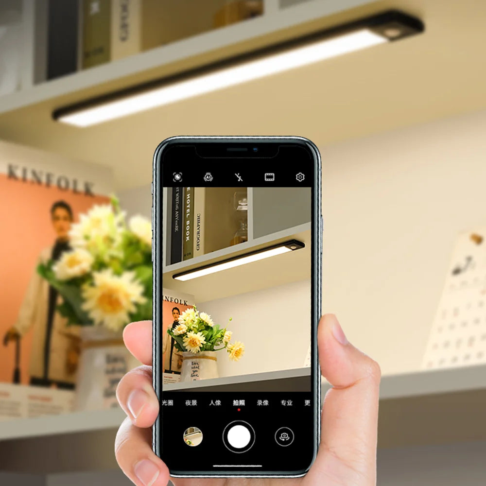 Barra de luz LED con Sensor de movimiento, luz nocturna Led recargable por USB para cocina, armario, iluminación de armario, 30cm/40cm/50cm