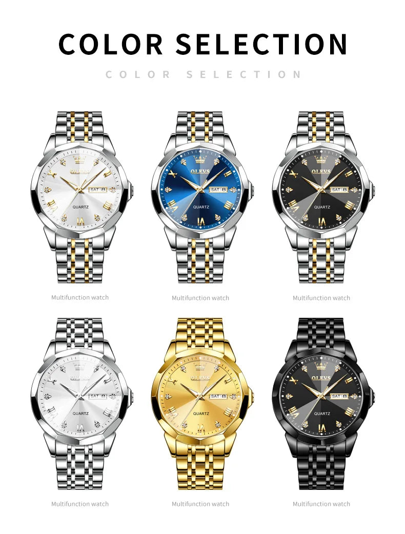 Reloj de Cuarzo OLEVS para Hombre con Acero Inox y Doble Calendario